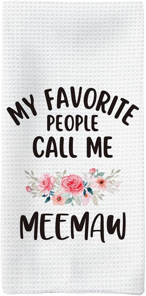 Meemaw Gifts Kitchen Towels, Meemaws Grandma Gifts for Mother's Day Hand Towels, My Favorite Call Me Meemaw Dish Tea Towel Dishcloths for Kitchen, Grandma Gift Kitchens Bathroom Decor, 16x24in