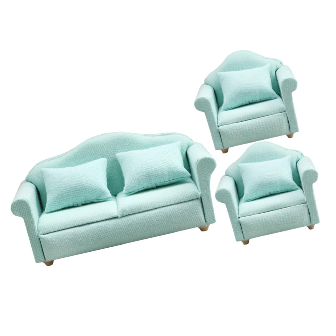 SUPVOX Set de Canapé Miniature pour Maison de Poupée 1/12 en Tissu Vert, Décoratif et Résistant, Modèle de Meuble Adorable pour Décor de Mini Maison