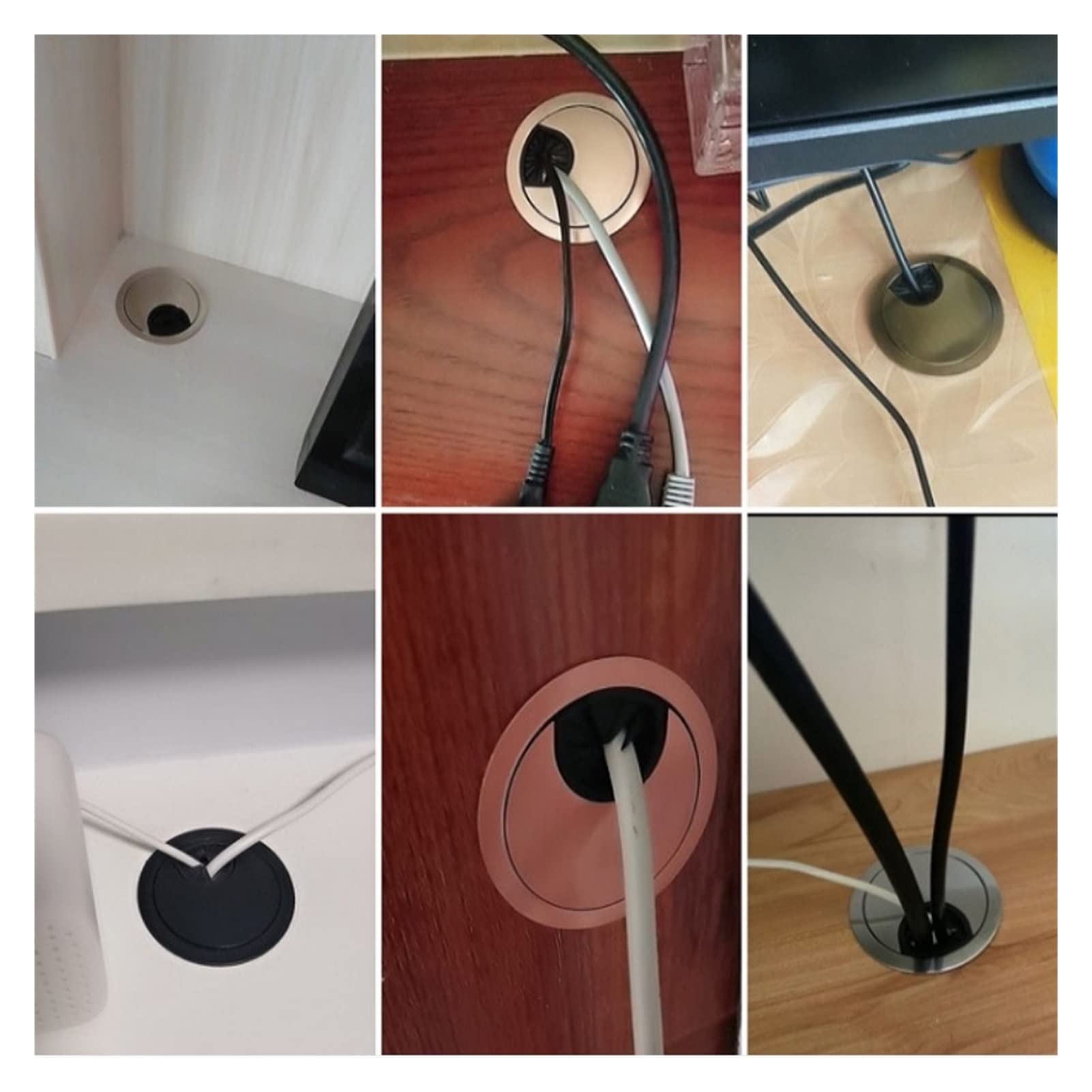 Przepusty kablowe do biurka, 8 szt. Osłona otworu na drut ze stopu cynku biurko komputerowe 53 mm wielokolorowa(Green Bronze)