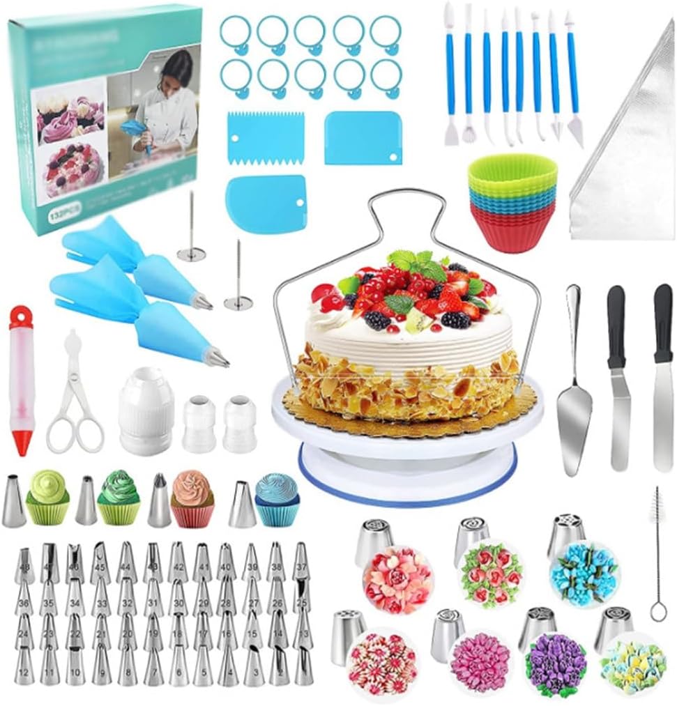 132 Piece Cake Baking Tool Set Combination Cake Turntable Set Cake Turntable Mounting Nozzle Spatula