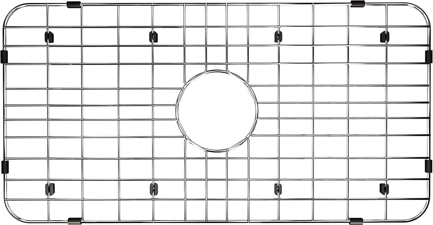 kitchen sink grid and sink protector, 25"l x 12.8"w sink bottom grid for single sink bowl, stainless steel sink grid with center drain 25"l x 12.8"w,? 5.1"