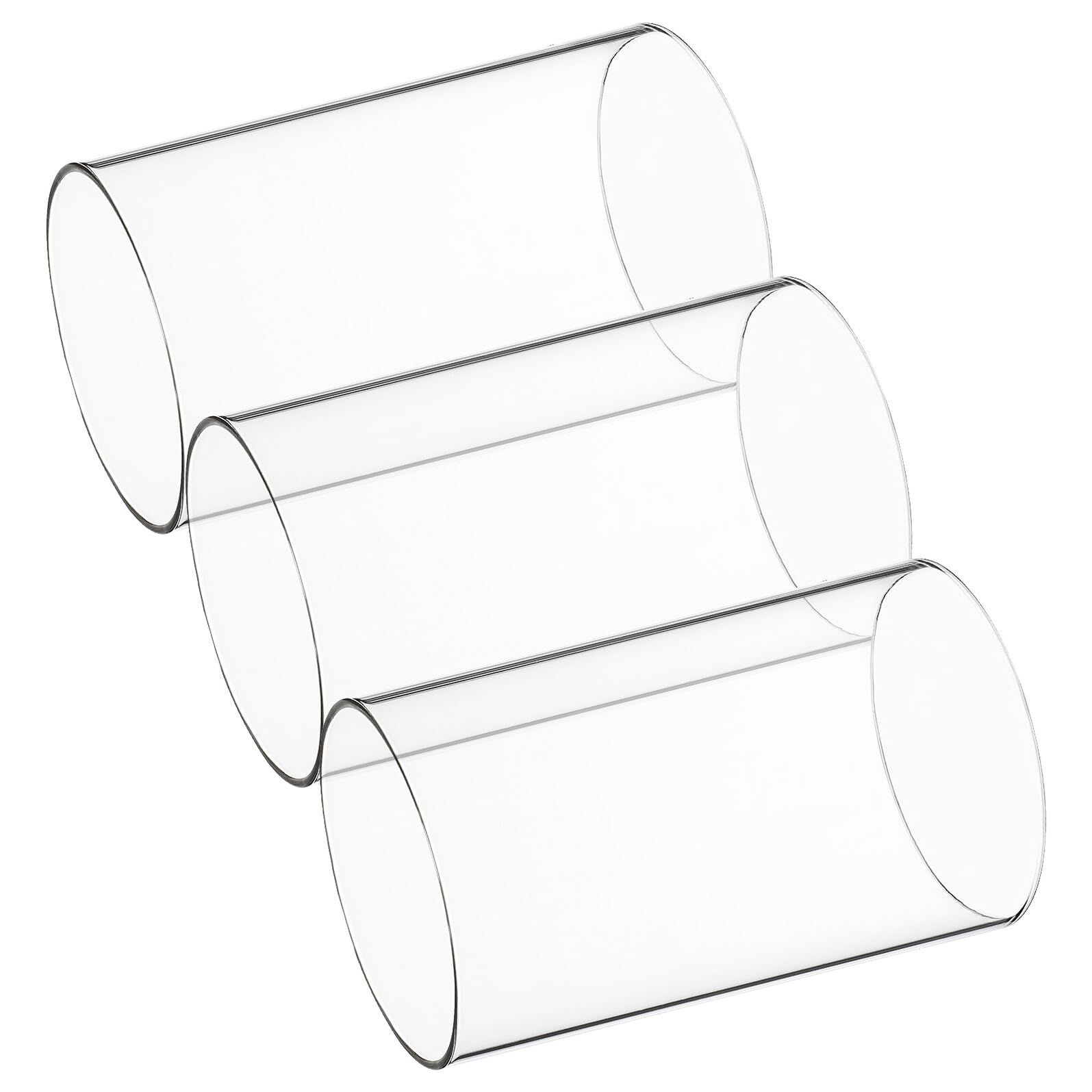 Abat-jour en verre transparent cylindrique tube ouvert lot de 3