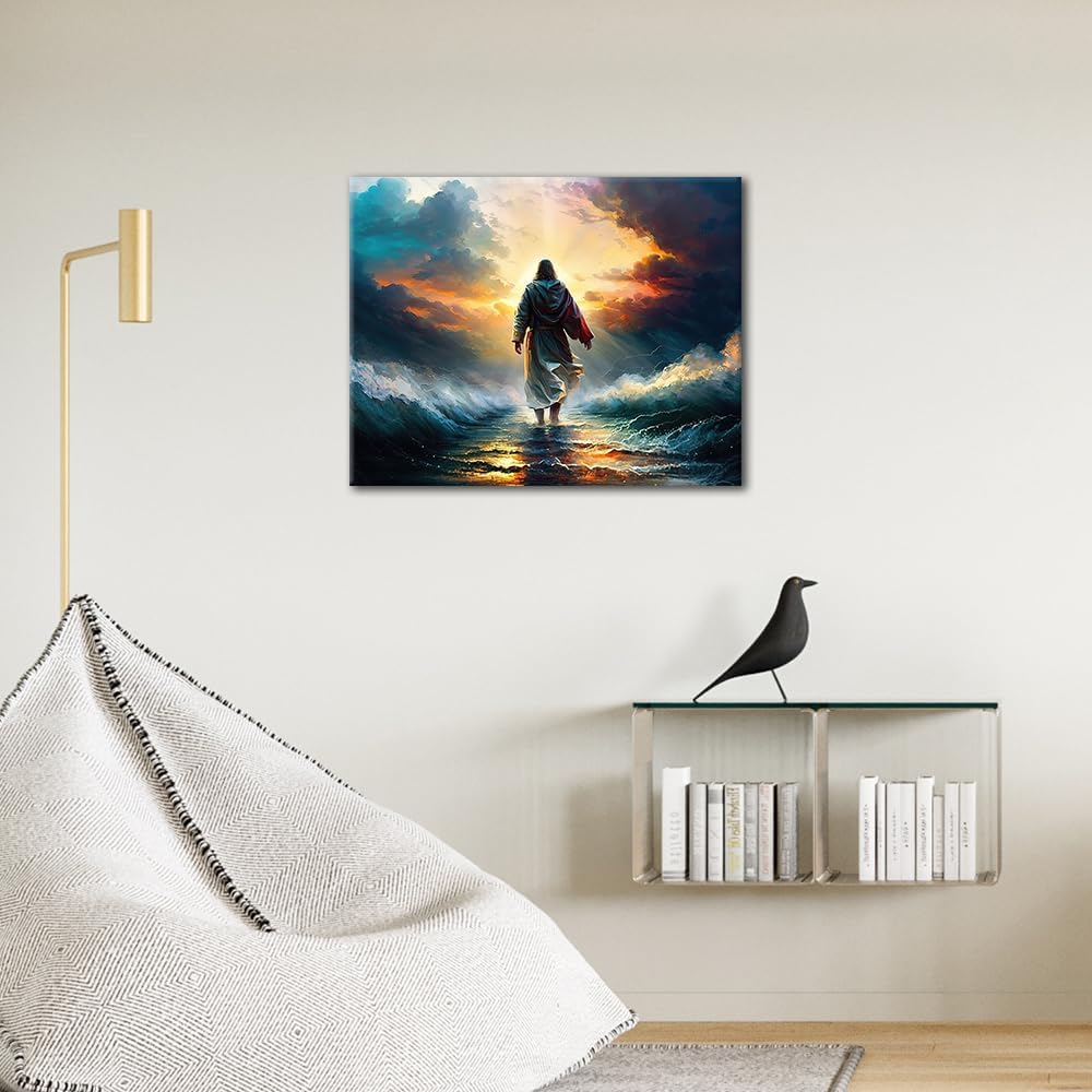 TUMOVO Jesus Walking on Water Acrylic Canvas Paint by Number Kit image 2
