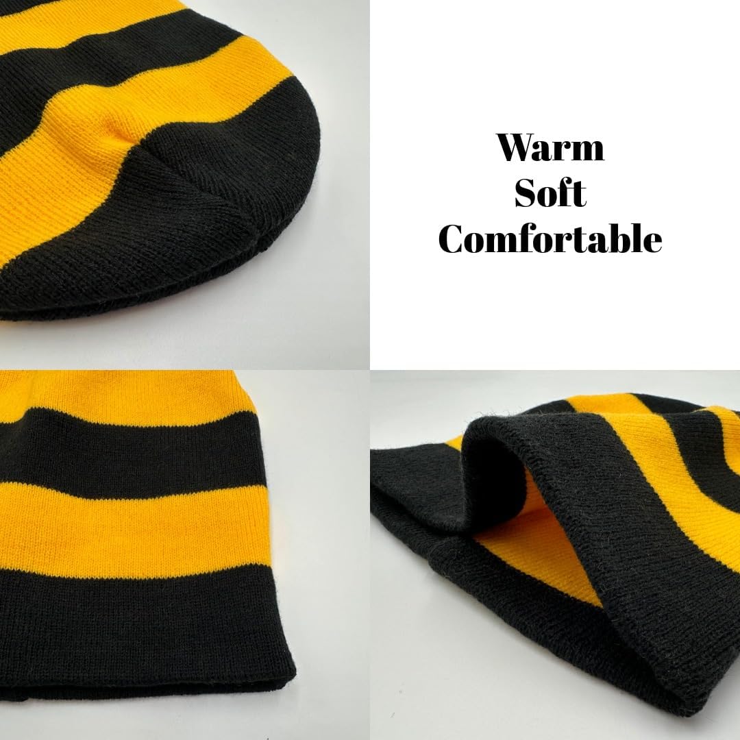 COUVER Striped Knit Warm Beanie with or Without Pom Pom Winter Hats - Image 4
