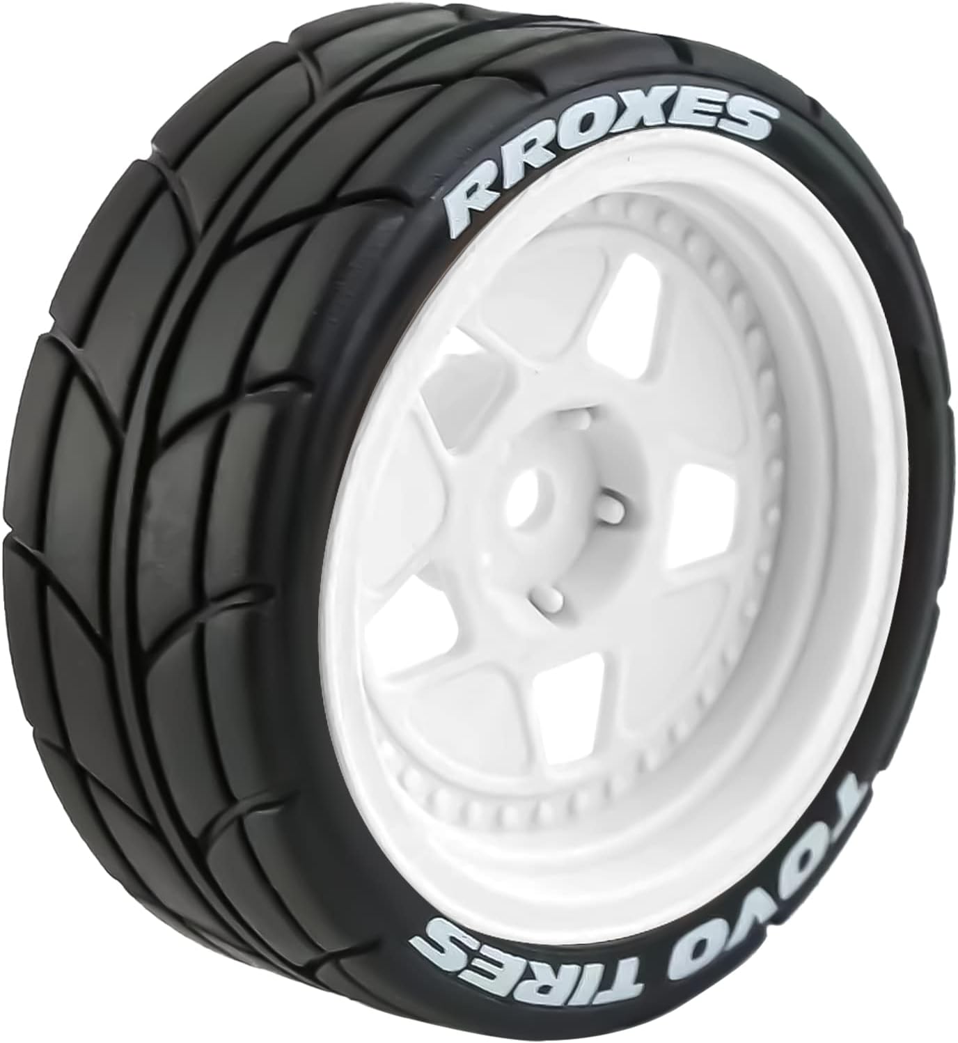 kingsea 4PCS Classic Drift Tires and Plastic Wheel Compatible with HPI Ken Block 1/10 RC Mustang Classic 1965 RC Car Upgrade Part (White)