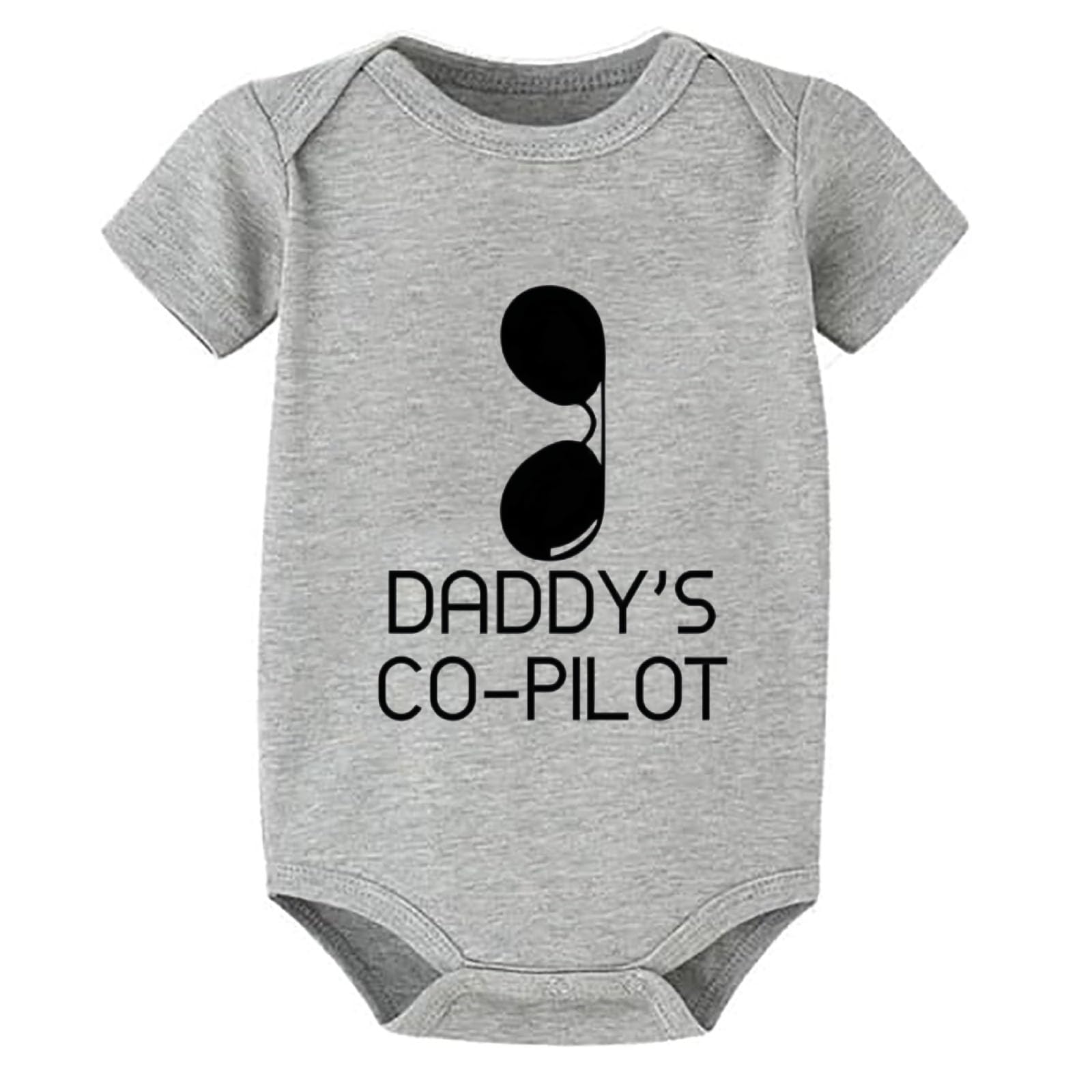 WOOYONGING Daddy's Co-pilot Baby Romper Neutral Short Sleeve Bring Baby Home Outfit Newborn for Boys White Baby Boy Take Home Outfit
