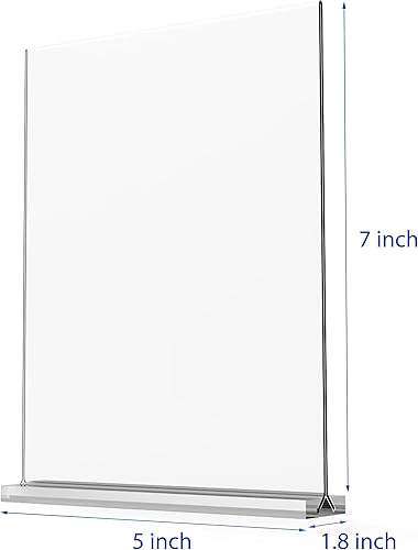 Miniatura 2 de Soporte de acrílico para letreros de 5 x 7 pulgadas, paquete de 3 soportes verticales en forma de T de doble cara, exhibidor de escritorio (Opcional