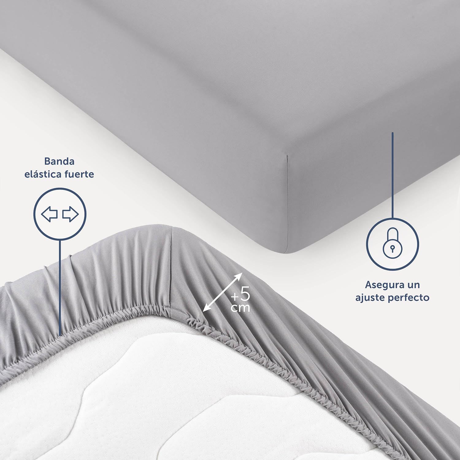 Blumtal Sábana bajera ajustable de microfibra 200 x 200 x 30 cm - 1er-Conjunto Gris — view 3