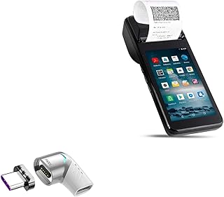 BoxWave Adapter Compatible with Multzo POS PDA Receipt Printer (001) (5 in) - MagnetoSnap PD Angle Adapter, Magnetic PD Angle Charging Adapter Device Saver - Metallic Silver