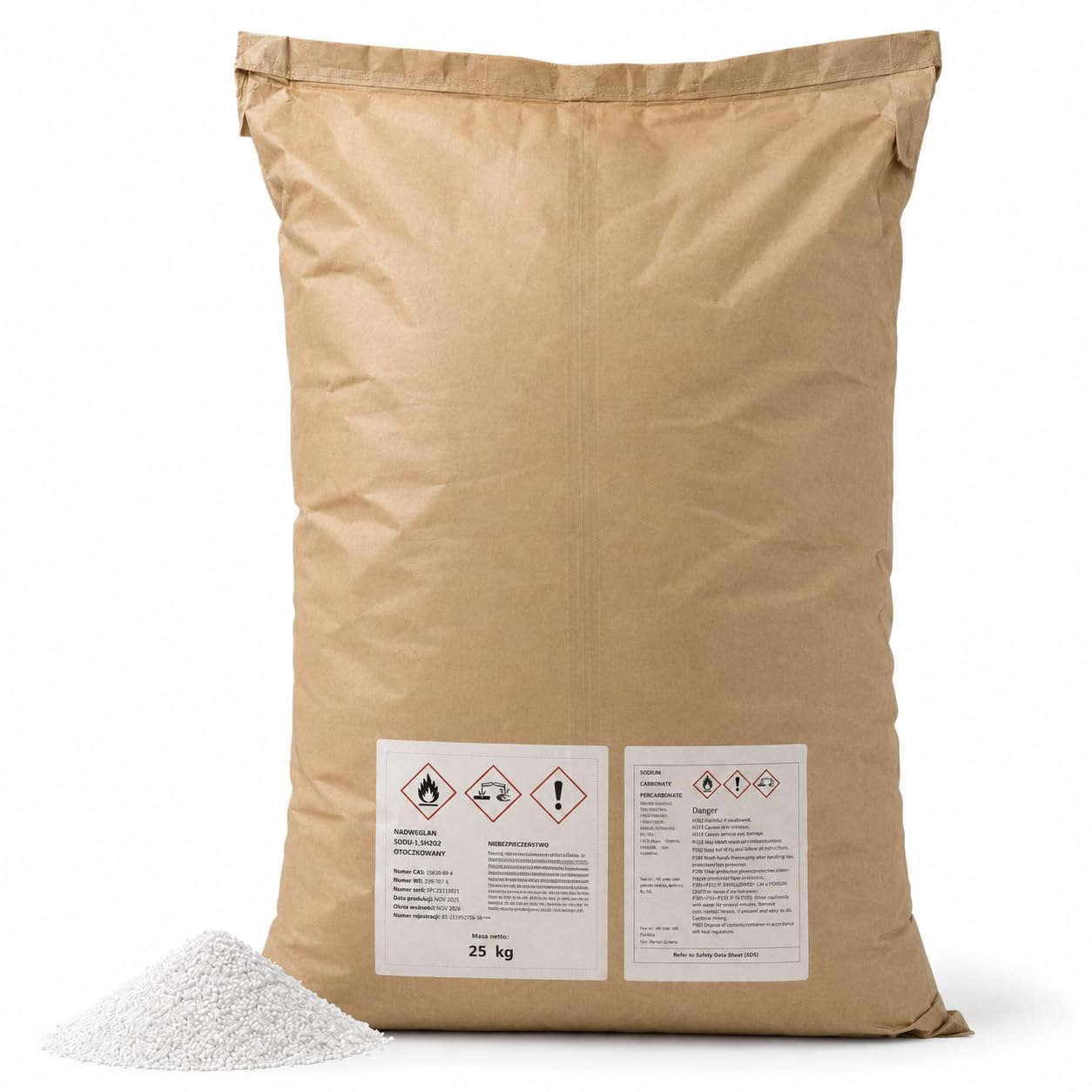 Natriumpercarbonat 25 kg | Vielseitige Sauerstoffbleiche mit Aktivsauerstoff | Fleckenentferner und Textilaufheller | Haushaltsreiniger für Fugen, WC, Oberflächen und Abflüsse