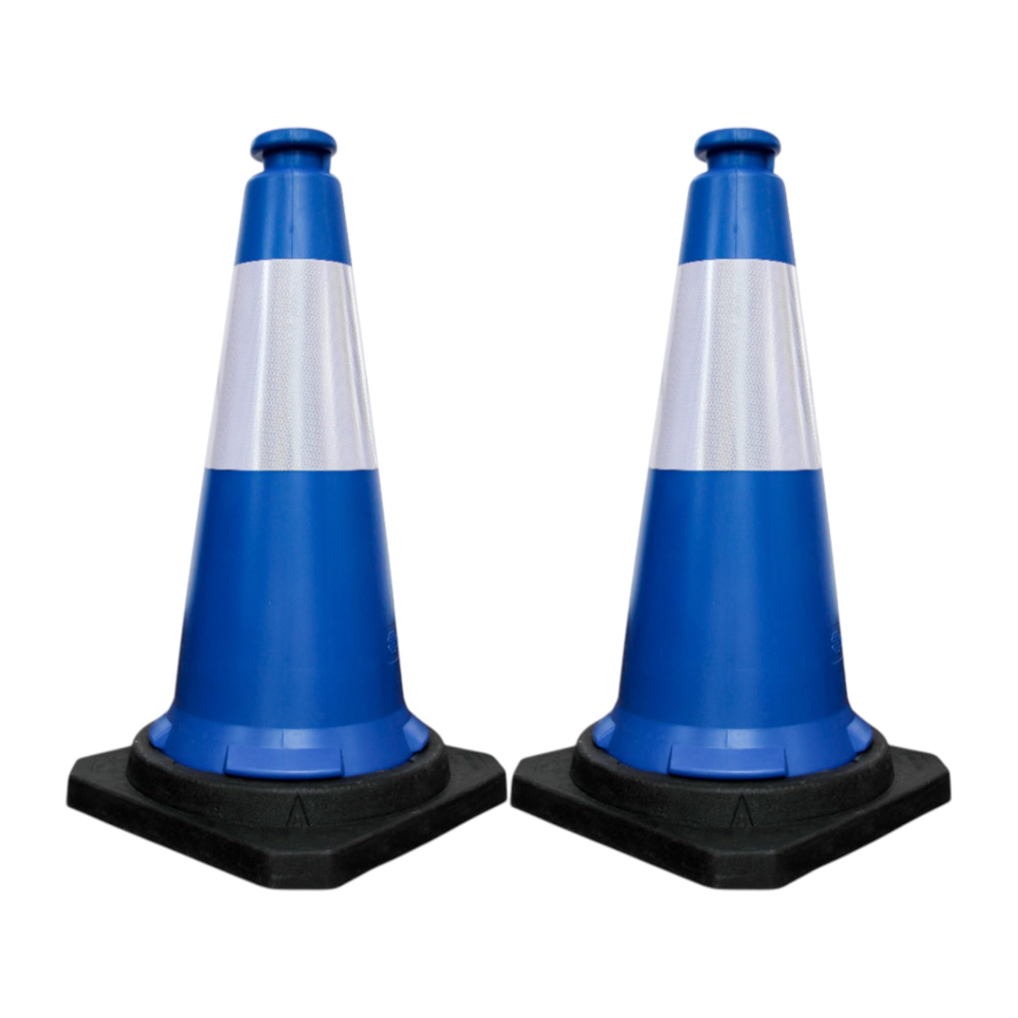Berry 750MM Traffic Safety Cone | High Visibility Blue Road Cone with Reflective Collar | PPC Parking Cone with Black Base | Portable Traffic Delineator for Roads, Parking & Events - Set of 2