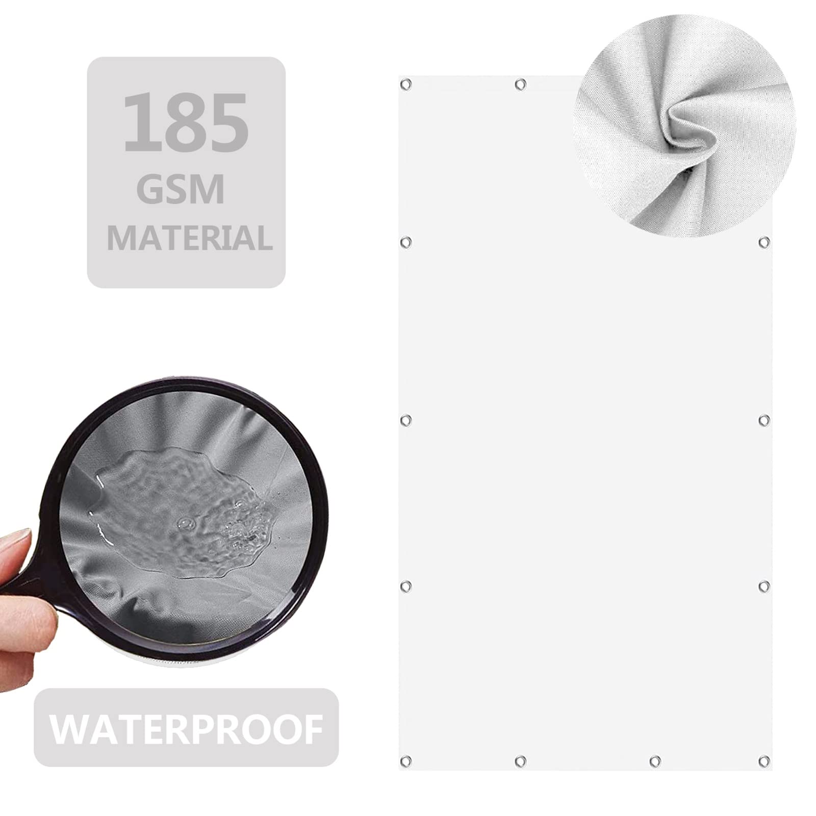 Sonnensegel Wasserdicht Rechteckig 1 x 3 m UV-Schutz Reißfestigkeit Garten Schattierungsnetz Schattiernetz mit Ösen und Befestigungsseile für Garten Terrasse Camping, Weiß