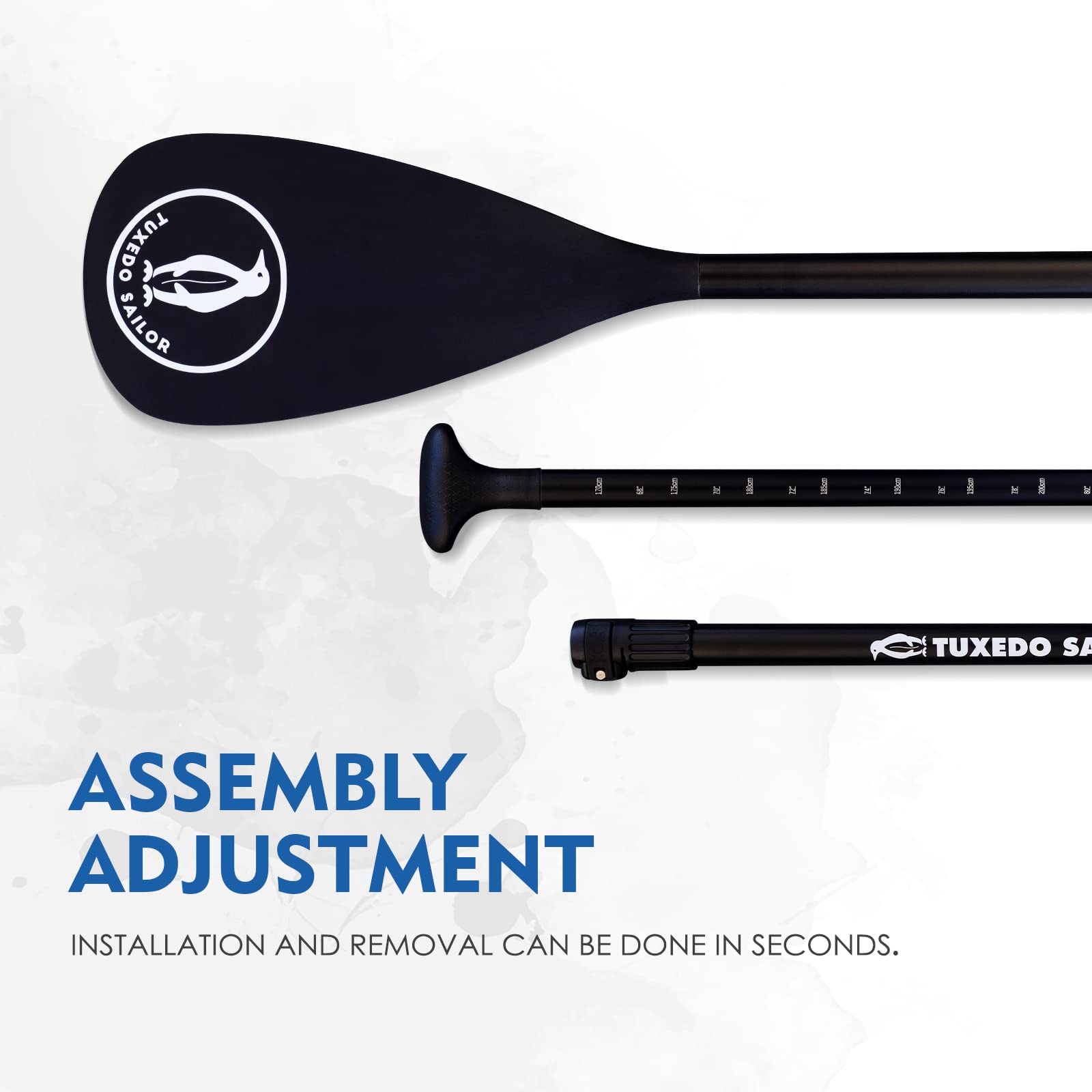 Tuxedo Sailor Sup Paddles - Adjustable Stand Up Paddle 3 Piece or 4 Piece Floating Alloy Portable Paddle Board Paddles - Lightweight & Floating oars - Durable and Packable - Efficient Padding