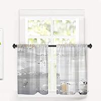 Vista 151 de Cenefas de cocina modernas con patrón de cobre marrón dorado para ventanas, cenefas opacas abstractas de marcas de arañazos y cortinas opacas