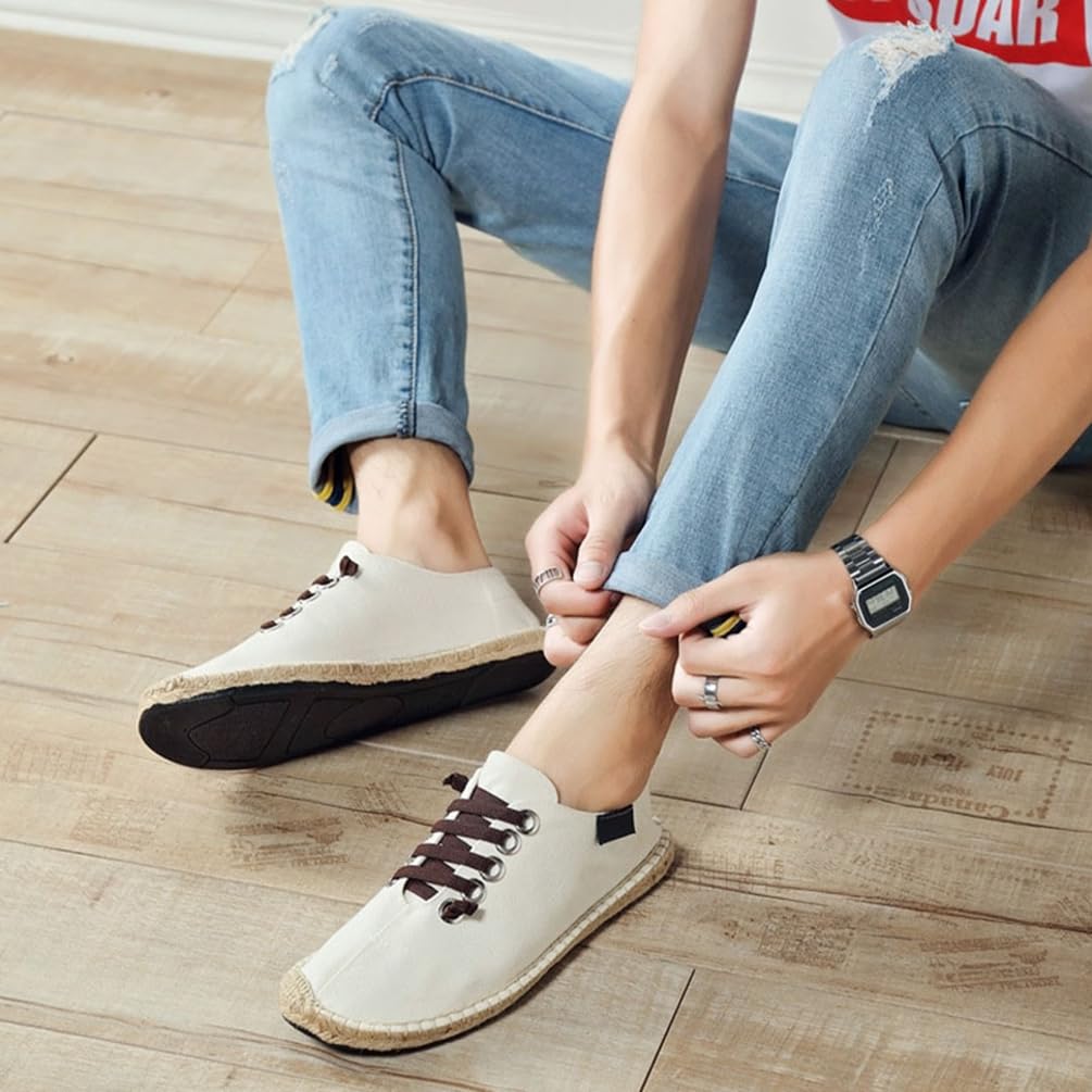 M&Catree Alpargatas para Hombres en Canvas Espadrillas Antideslizante Slip-on Alpargata Mocasines Planos