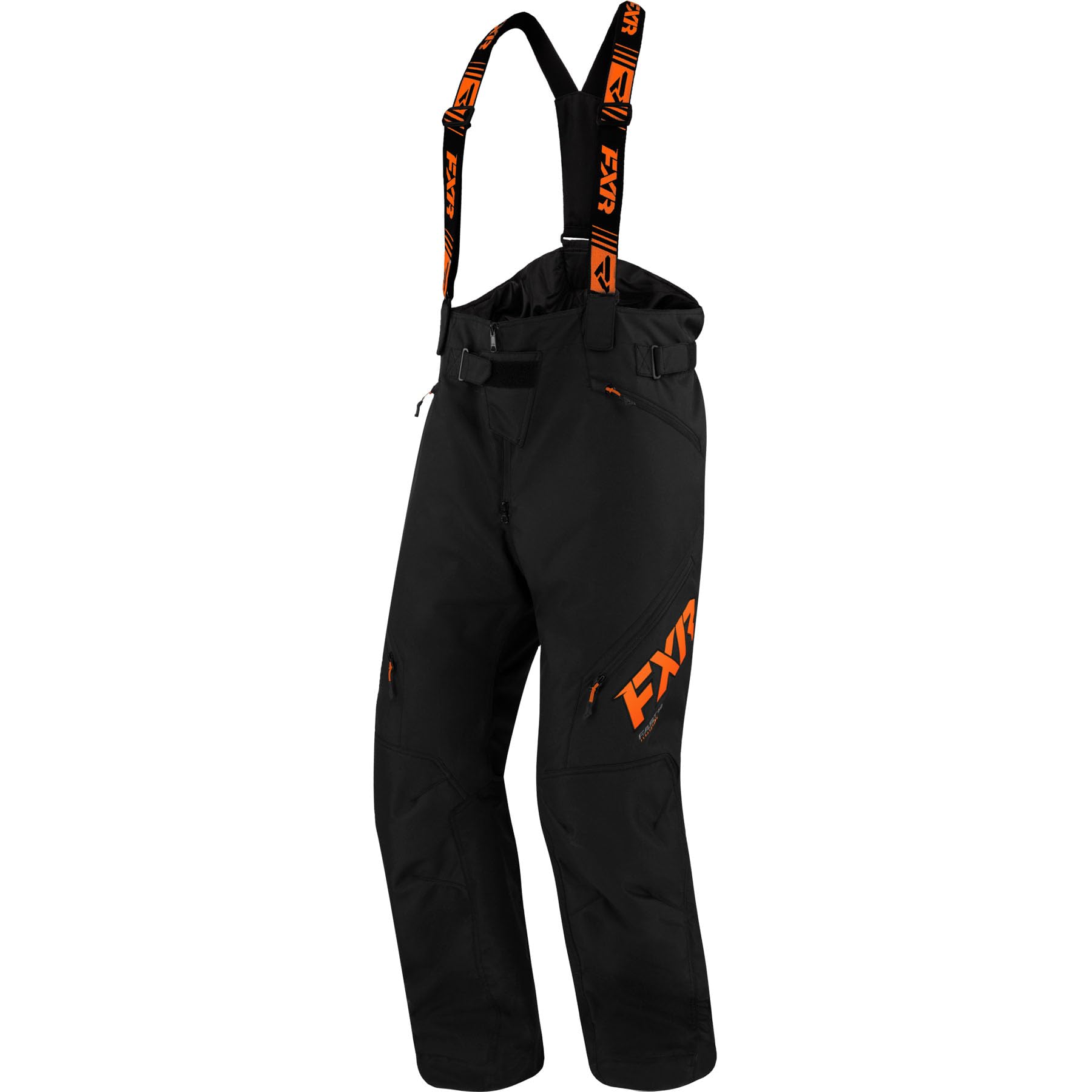 FXR Clutch FX 2023 Spodnie na szelkach śnieżnych, czarny/pomarańczowy, 2XL