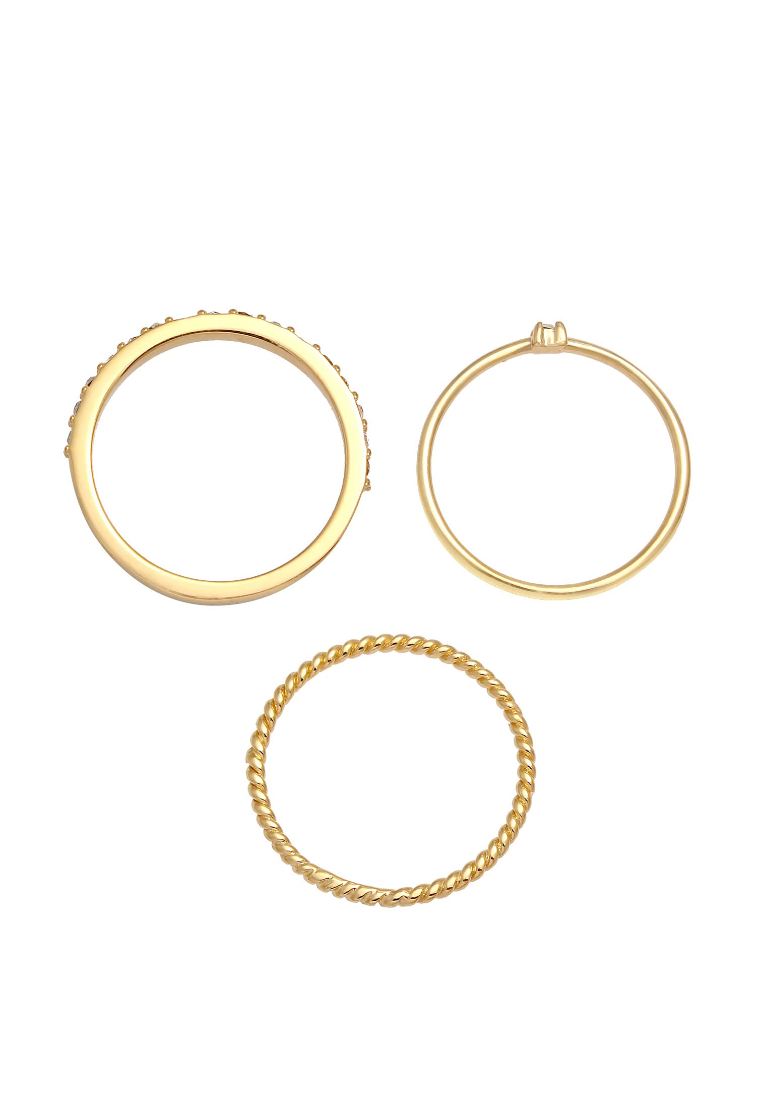 Elli Ring Damen Stapel Set Modern Solitär Gedreht Trend Bunt mit Emaille