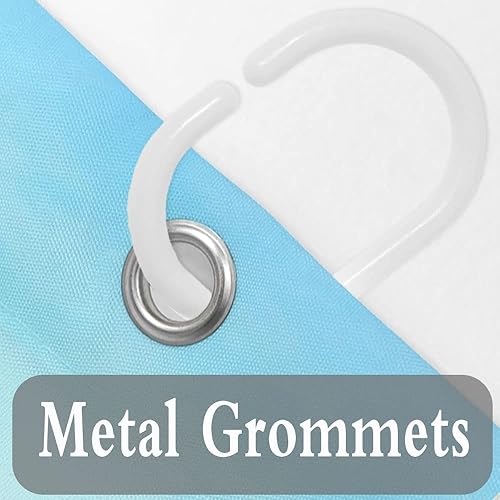 Miniatura 5 de JAWO Cortina de ducha con temática de playa con estrellas de mar, conchas tropicales, conchas de mar, escena costera hawaiana, vista al mar, sin