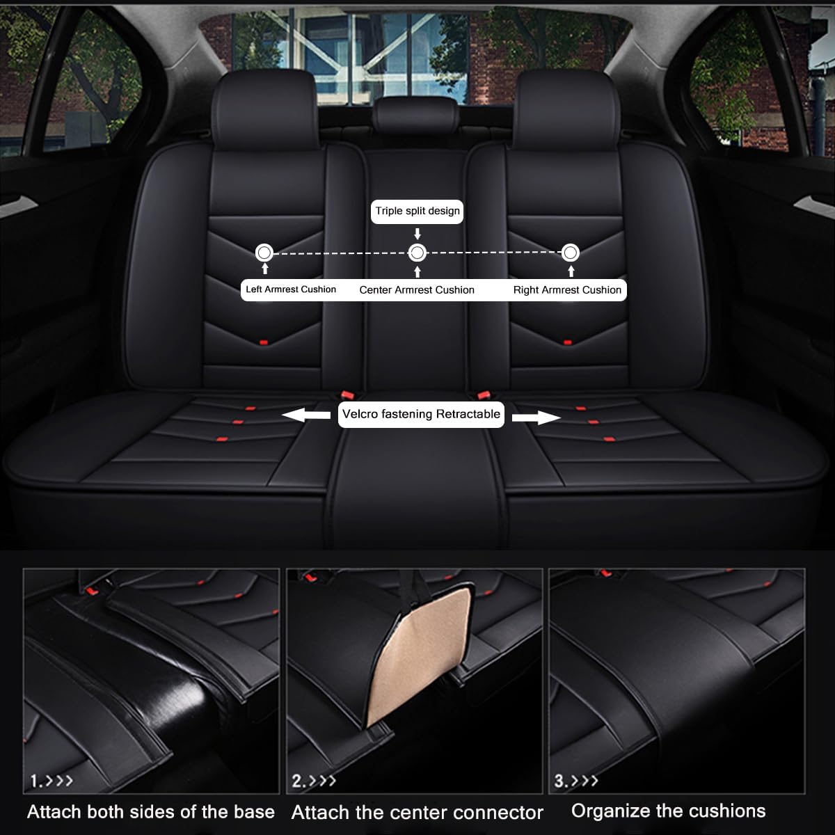 Car Seat Cover for Kia K5 2021-2026, Waterproof and Dustproof Faux Leather, Airbag Compatible, Cushion Protectors Guards, Car Interior Accessories（Black&White, 5 Seats）