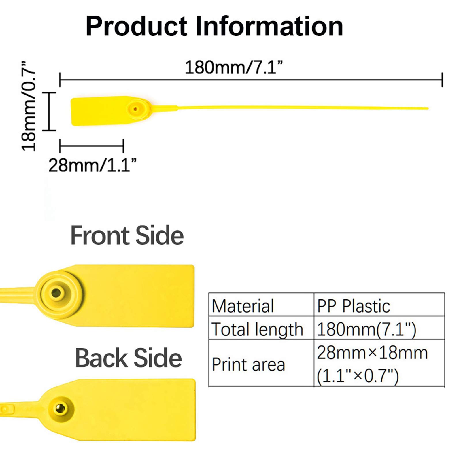 Etichette in plastica, 100 pezzi, etichette monouso in plastica, 180 mm, multicolore, per borse, scarpe e vestiti (nero)