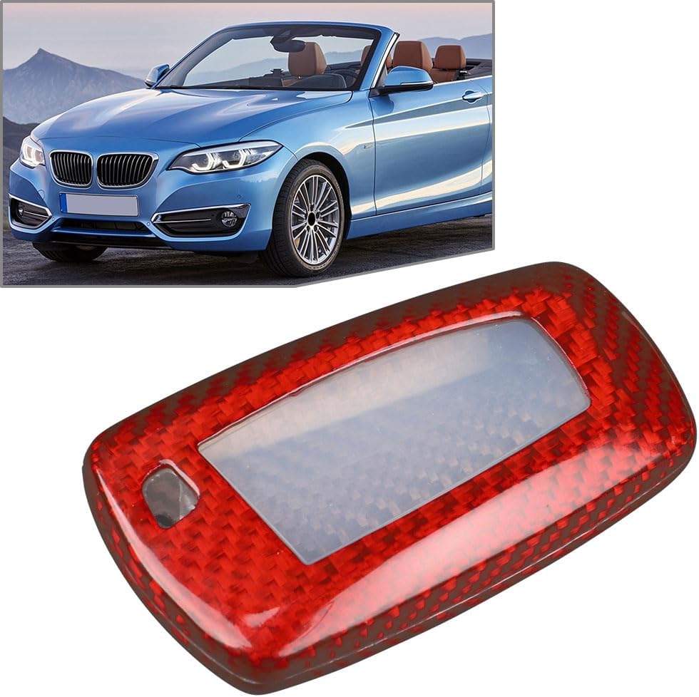 Chcury1 Remote Key Cover Fob Case Protector Shell Carbon Fiber Red For BMW 1-Series 2-Series 3-Series 4-Series 5-Series 6-Series 7-Series Car
