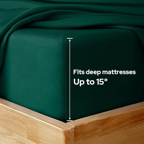 Miniatura 3 de HOMEIDEAS Sábanas tamaño Queen  Juego de 6 piezas (verde oscuro)  Sábanas de microfibra cepillada extra suave 1800, bolsillo profundo, sin arrugas