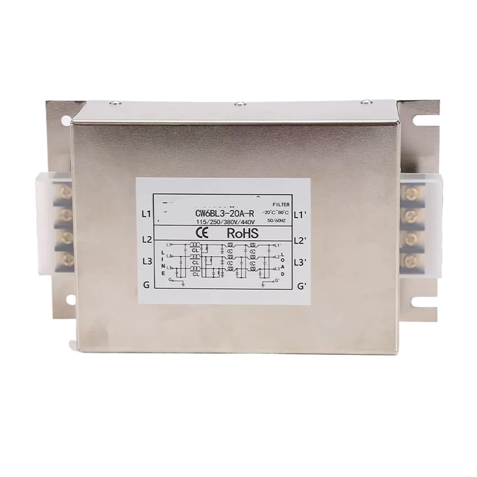 JJHQOKYNA CW6BL3-10A/20A/30A-R Three-Stage Three-Phase 380V Input Power Filter servo Frequency Conversion(CW6BL3-20A-R)