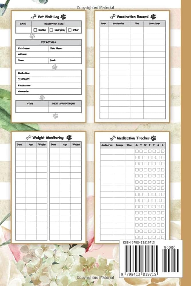 Puppy Vaccine Record Book: Cute Canine Health Record Book (Sized 6 puppy-vaccine-record-book-cute-canine-health-record-book-sized-6-x9-100-pages-dog-vaccination-record-book-keep-track-of-dog-s-weight-medical-treatments-vet-contacts-and-more-publishing-united