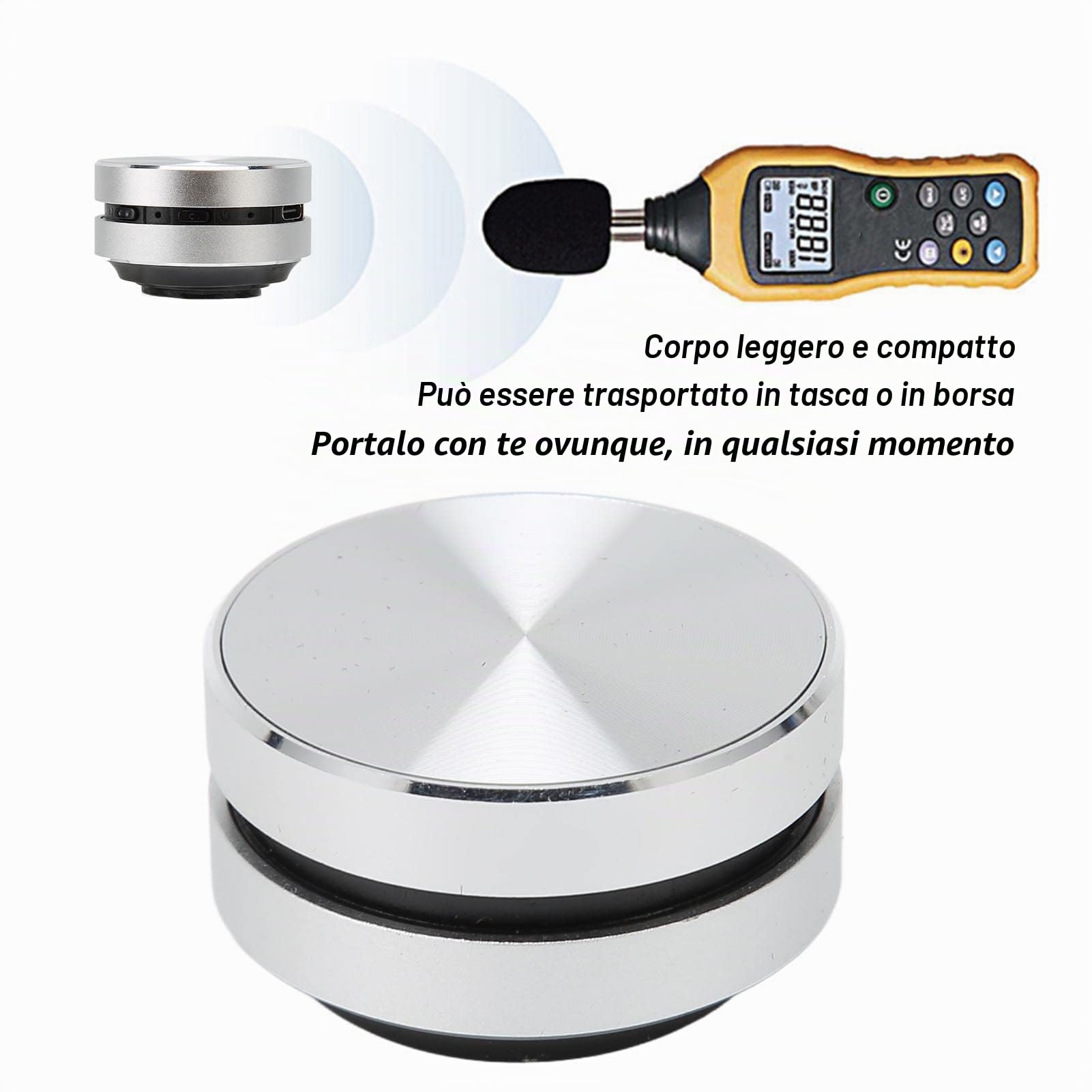Altoparlante BT a Conduzione Ossea, Mini Altoparlante Portatile Creativo con Audio Stereo in modalità Wireless, con Microfono per Viaggi All'aperto a Casa (SILVER)