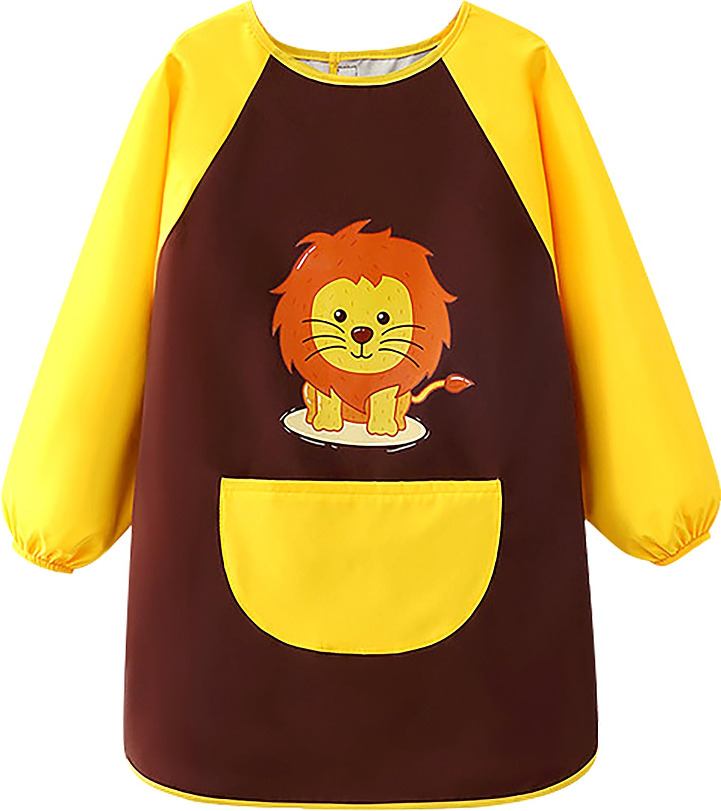 MESU Kids Art Smocks Long Sleeve Apron Waterproof Artist Painting Children Apron Lion Coffee XL — image 1