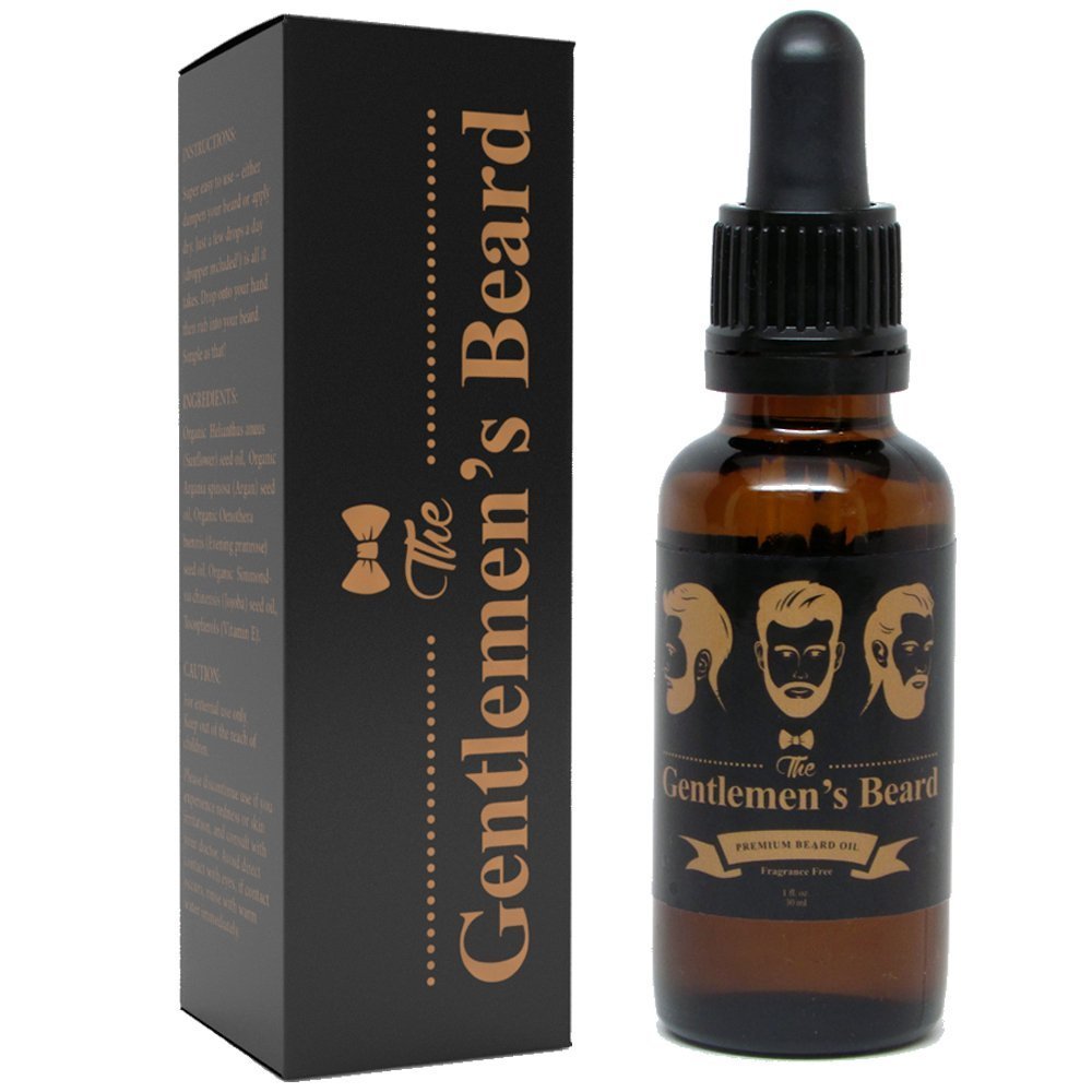 The Gentlemen's Premium Beard Oil for Men - Conditioner Softener - All Natural Fragrance Free - Softens, Strengthens and Promotes Beard & Mustache Growth - Leave In Conditioner Moisturizes Skin
