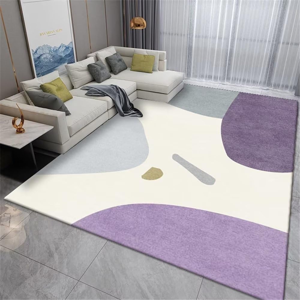 Tapis salon de jardin design violet 80x120 cm minimaliste et haut de gamme