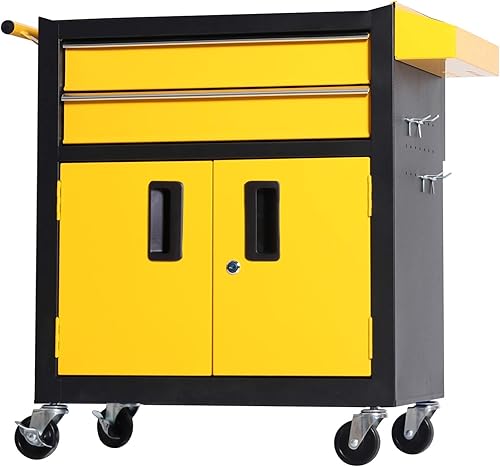 Mesa de acero con ruedas y cajones de almacenamiento para herramientas