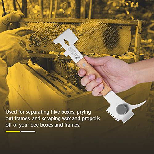 Folany Raspador de colmeia, raspador multifuncional de aço inoxidável de 27 cm, ferramenta de apicul