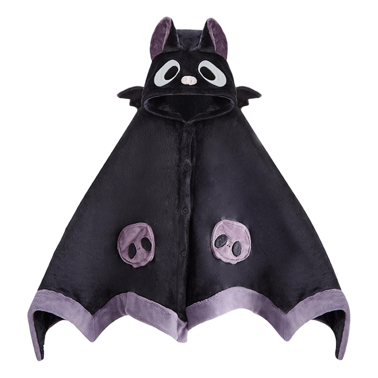 Wearable Bat Cloak - Soft Hooded Anime Nap Blanket With Bat Design, Demon Wings, Ideal Halloween Cosplay Theme