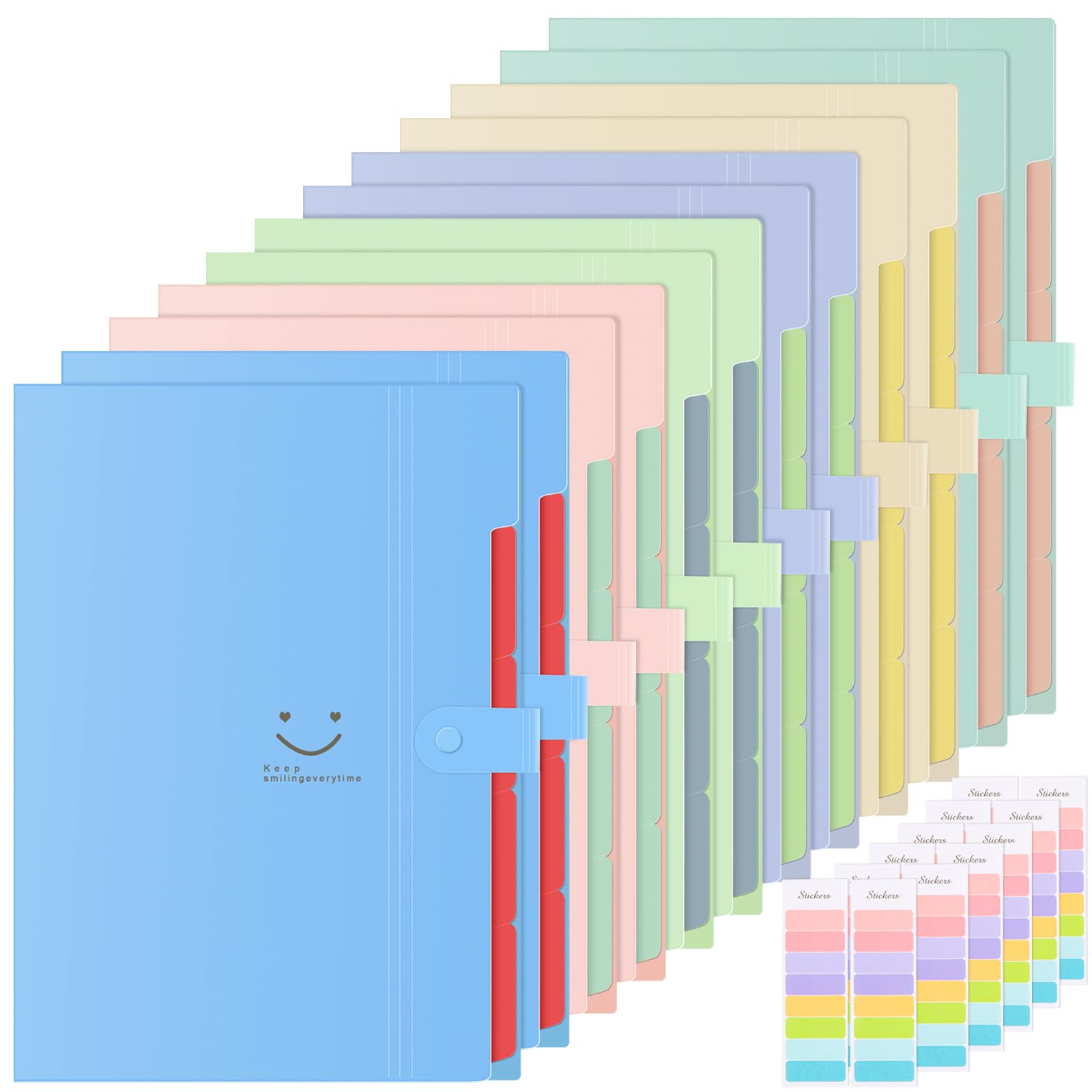 Teczka z przegródkami, format A4, 12 sztuk, z 5 przegródkami, teczka na dokumenty A4 z etykietami, foldery, system segregatorów, teczka pocztowa, organizer na dokumenty, teczka z możliwością