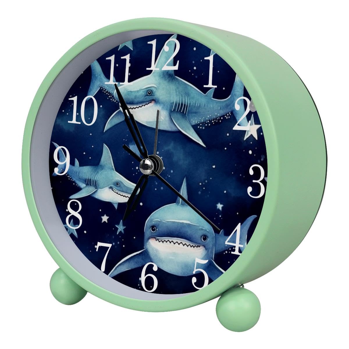 Luoweisi Alarm Clock Starry Sharks, Silent Non-Ticking with Night Light
