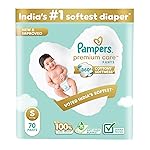 Pampers Premium Care Pant Style Baby Diapers | Small (S size) | 70 Count | Voted India’s Softest | All-in-1 with 360 Cottony Softness Diapers | 4-8kg