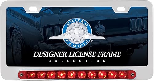 Miniatura 3 de United Pacific Marco de matrícula LED cromado de lujo, función de giro dividido, 39397