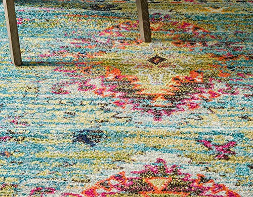 Tapete rectangular 185x125 cm Turquesa y Amarillo miniatura 5