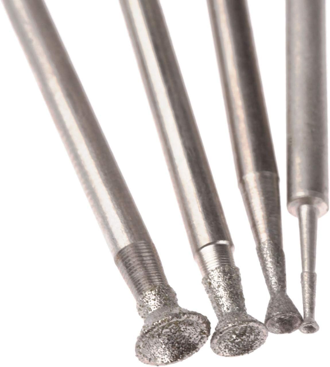 Abrasive polishing tools 7Pcs 2.35mm Shank 1-8mm Diamond Grinding Head Mounted Points Spherical Concave Jade Carving Burrs for Rotary Tool