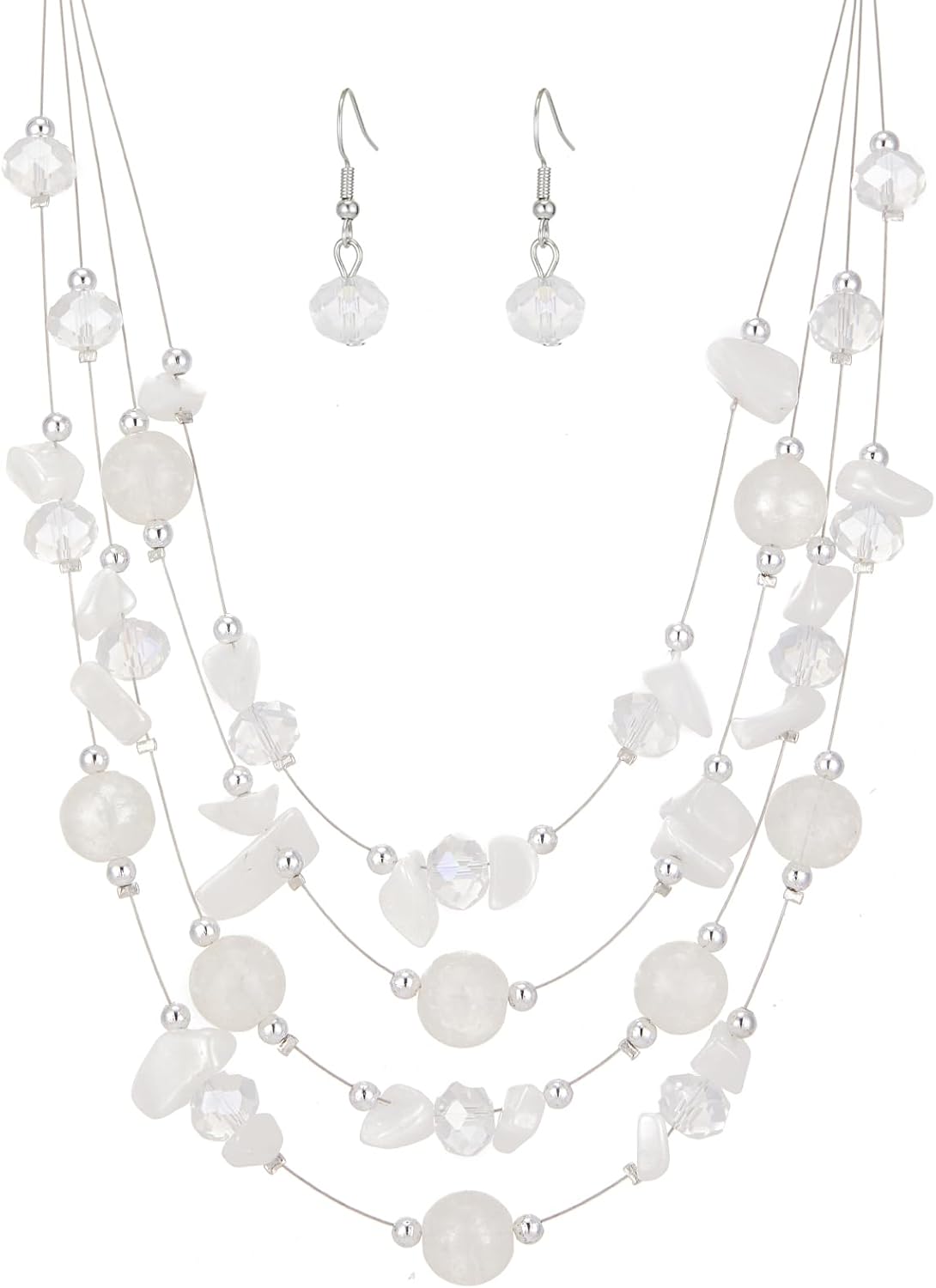 Layered Chunky Statement Necklace for Women Colorful Boho Beaded Necklaces and Earring Set Fashion Costume Jewelry for Women