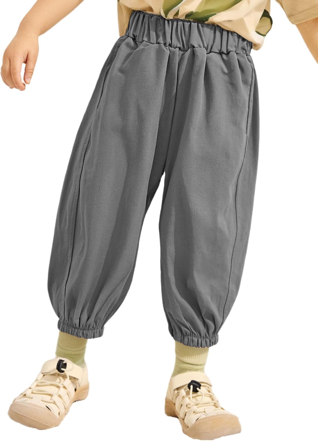 ACSUSS Toddler Boys Long Bloomers Baby Soft Cotton Solid Color Pull-on Sweatpants Casual Jogger Pants
