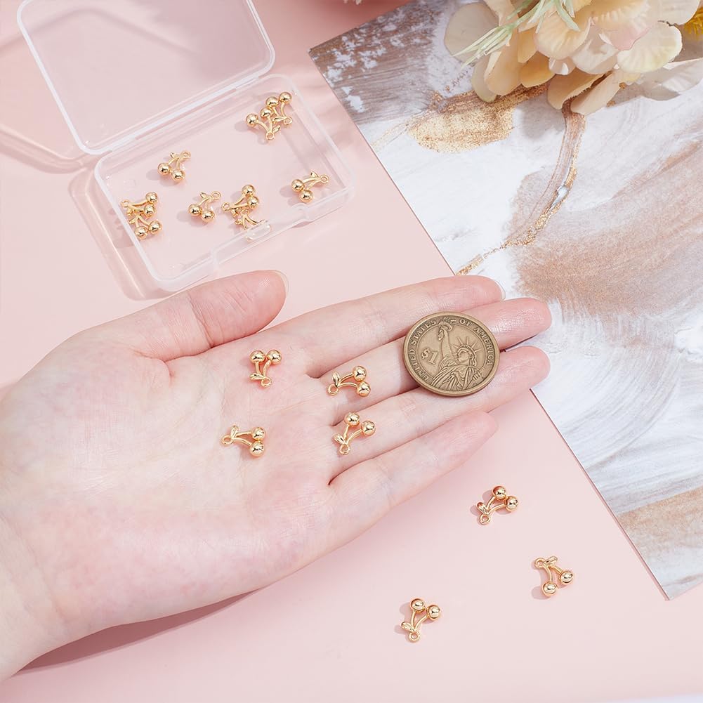 UNICRAFTALE 16Pcs Real 18K Gold Plated Cherry Charms Fruit Dangle Charms Metal Food Pendants Necklace Making DIY Charm for Bracelet Earring Jewelry Making Accessories - Image 4