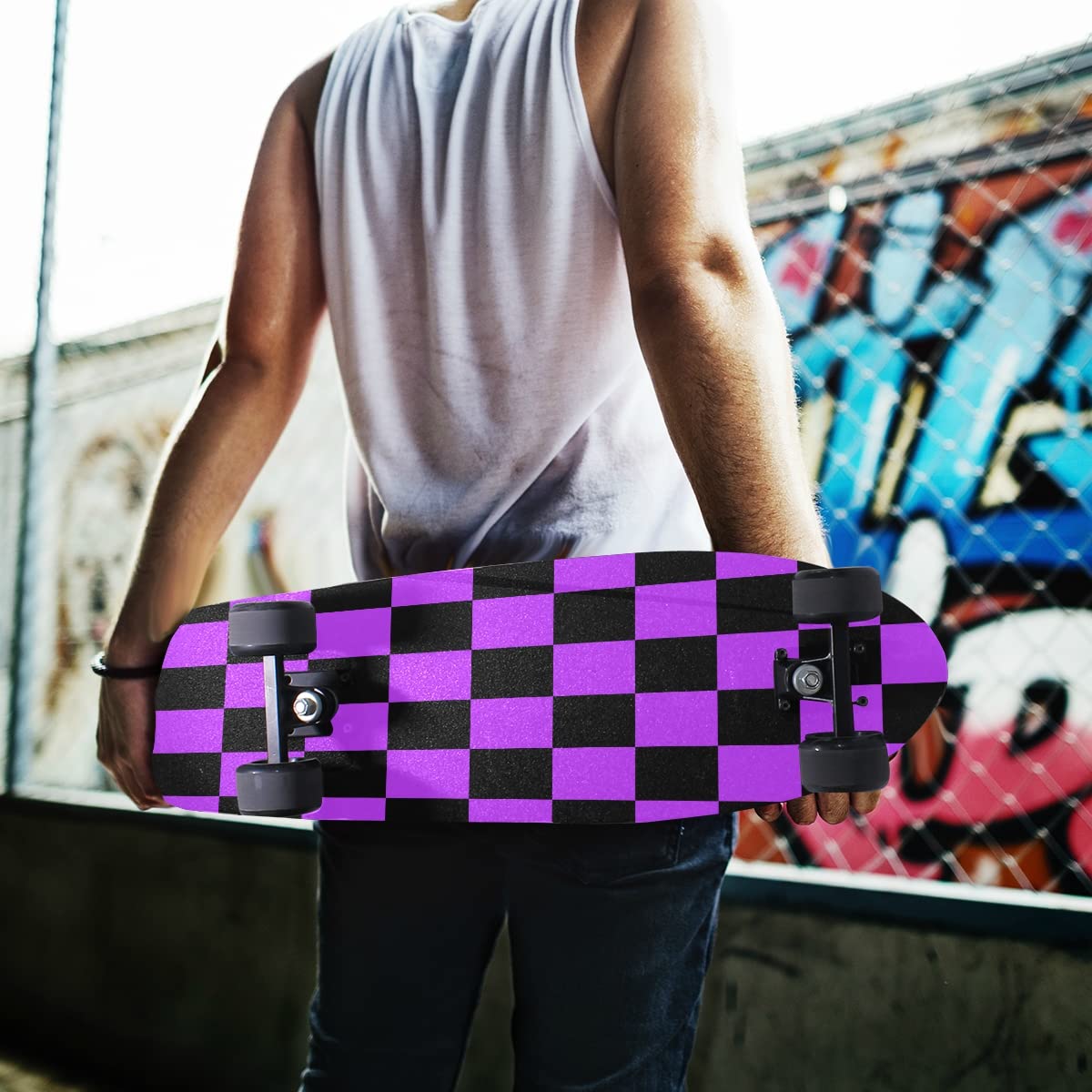 Amazon.com: GuoChe Checkered Pattern Tile Background Black Purple