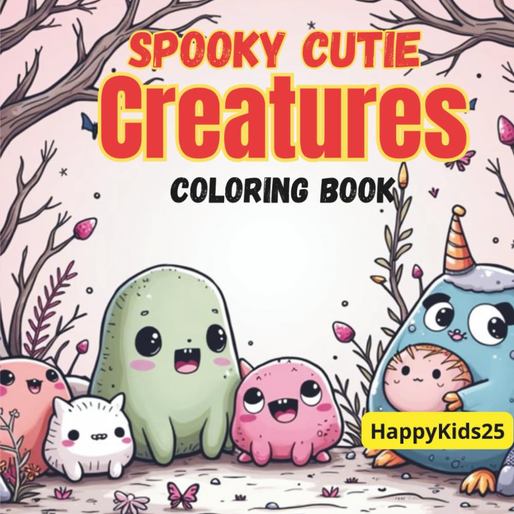 Spooky Cutie Creatures: Coloring Book for Adults, Teens and Kids, 50+ Creepy-Cute and Cozy Creatures Designs for Relaxation and Fun