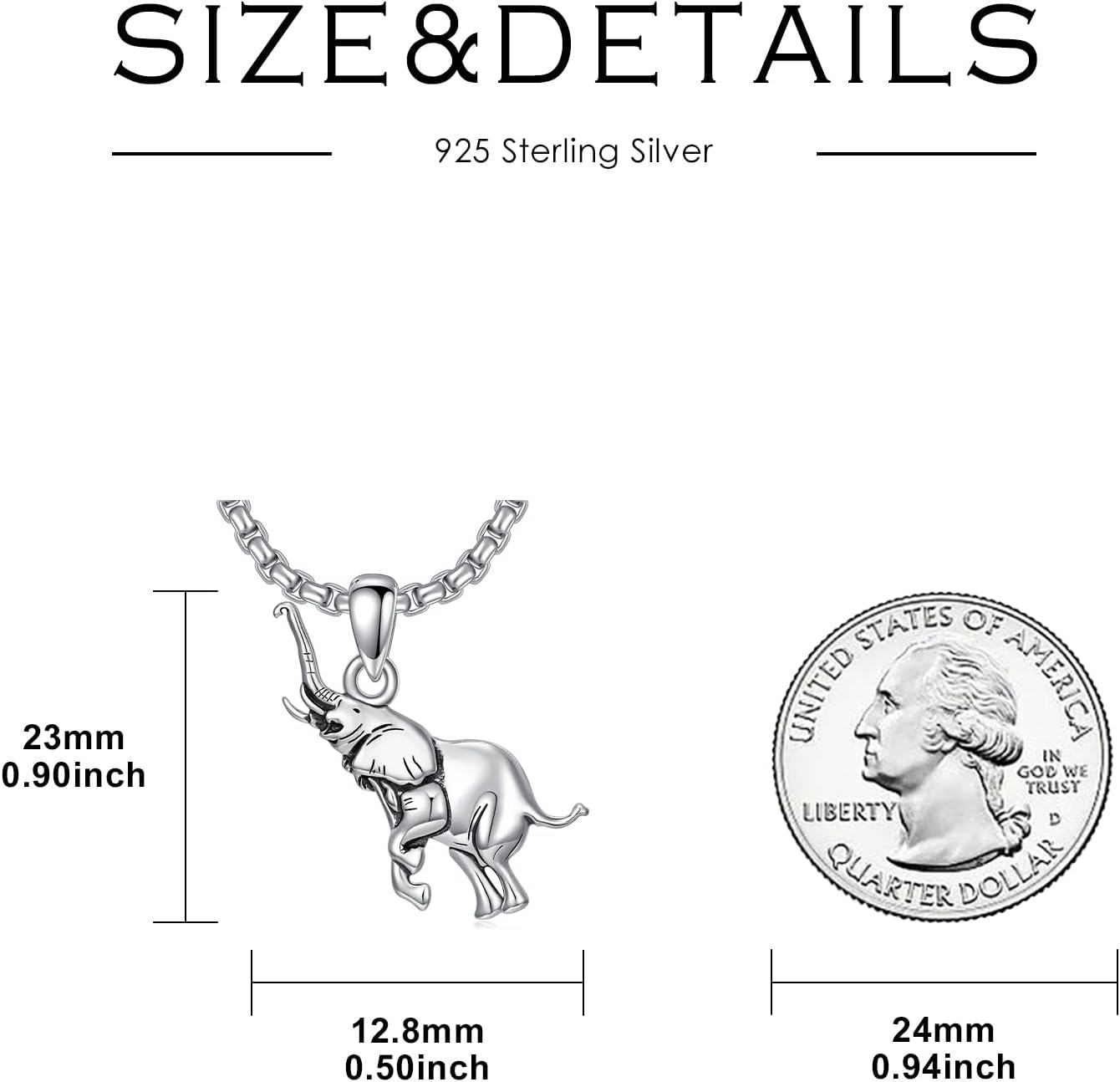 Elephant Necklace Sterling Silver Elephant Pendant Necklace Good Luck Animal Necklace for Men Women - Image 6