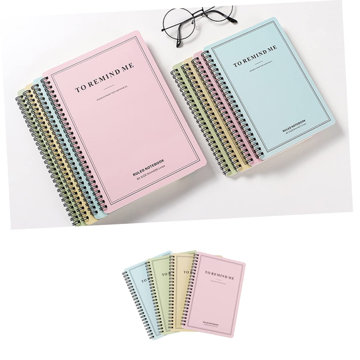 Ciieeo Spiralnotizbuch 4 Stück mit Seitenspirale aus White Card für Schüler