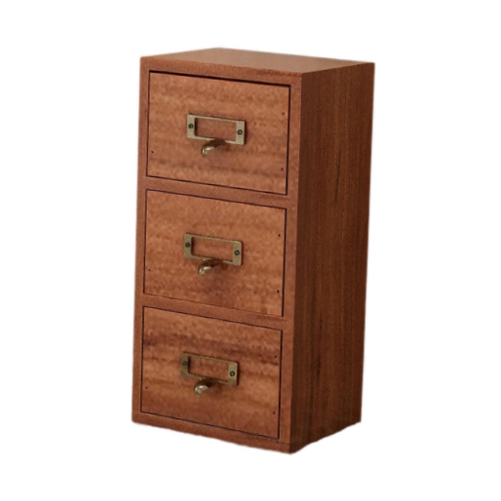Organizzatore Da Scrivania con Cassetti per Gioielli E Tè, Scatola Portaoggetti in Legno, 3 Cassetti, Dimensioni:
