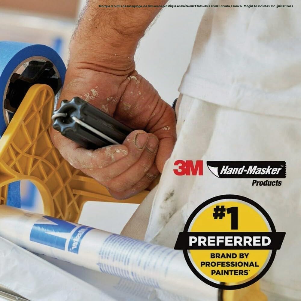3M Hand-Masker M3000 Distributeur de Film et de Papier - 1 Distributeur, Toutes Largeurs de Ruban - Pour Fenêtres, Portes, Baignoires et Autres Surfaces (sans lame)